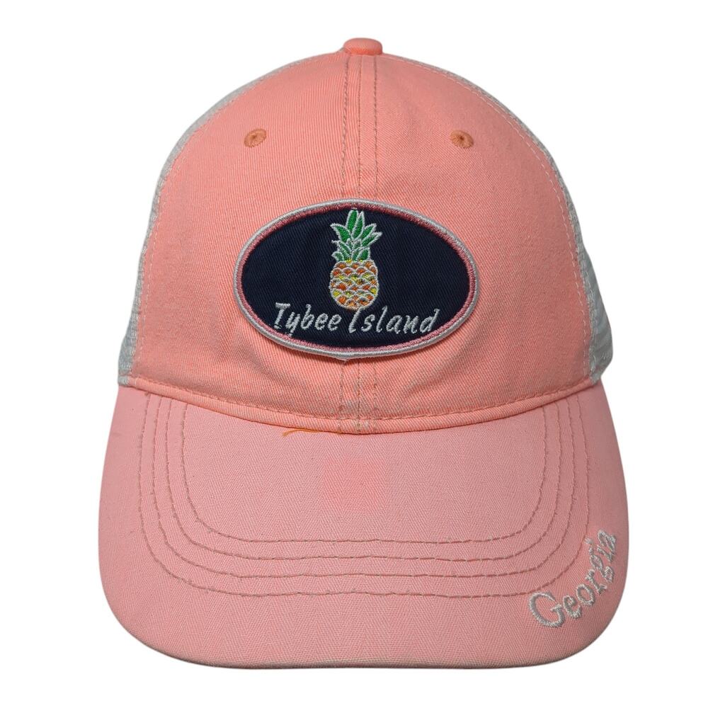 Tybee Island Georgia Trucker Hat Pink One Size Adjustable Mesh Back Lucky 7 USA
